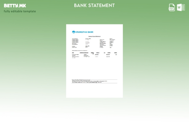 Модерен стил на шаблон за зборови од банкарски извод од Тајланд Крунгтаи